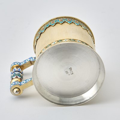 Lot 84 - Russian Silver-Gilt and Enamel Tea Glass Holder
