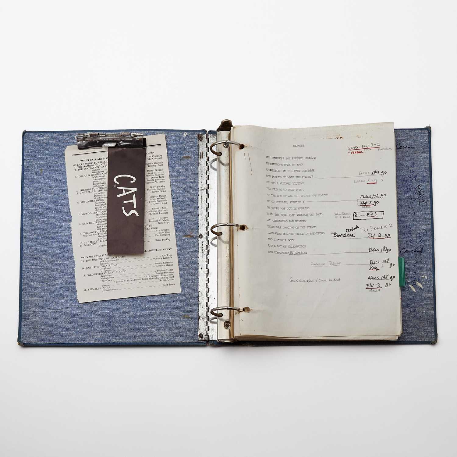 Lot 530 - Jake Bell’s Annotated Production Book and Script from Cats