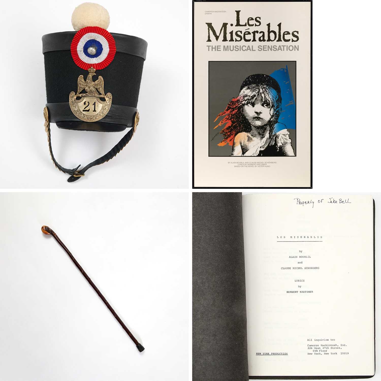 Lot 527 - Stage used props and Jake Bell's script for Les Miserables