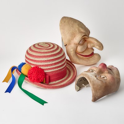Lot 534 - Broadway Stage Worn Busker's Hat and Two Masks from Chitty Chitty Bang Bang