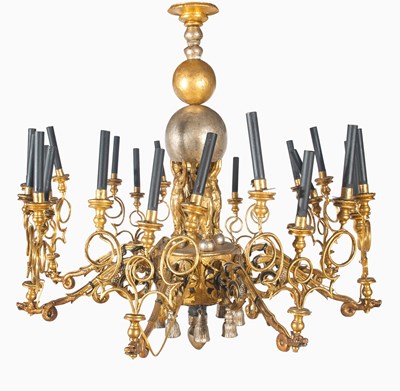 Lot 324 - Continental Giltwood Twenty-Four-Light Chandelier