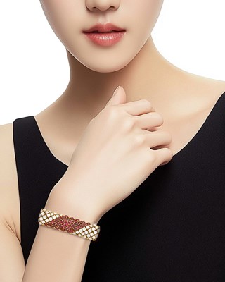 Lot 170 - Gold, Ruby and Diamond Bracelet