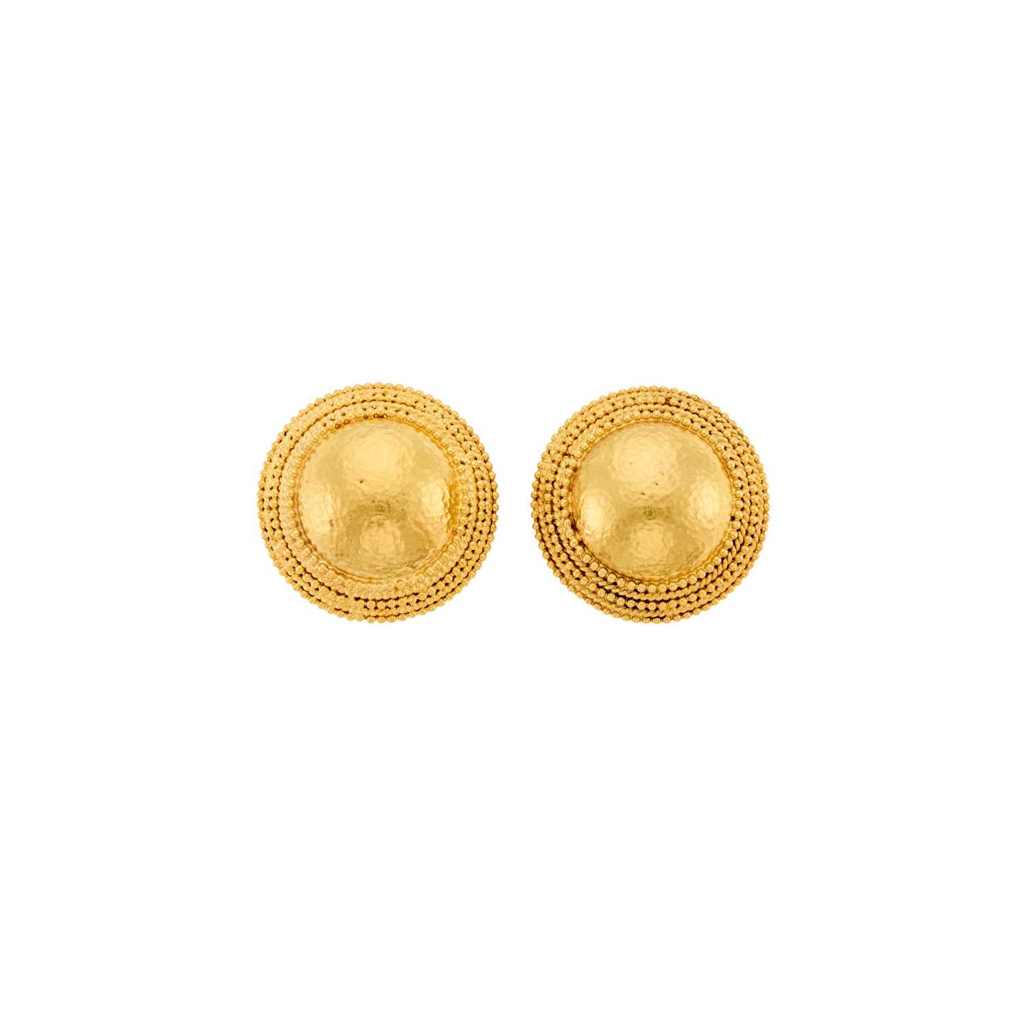 Lot 1013 - Ilias Lalaounis Pair of Hammered Gold Earclips