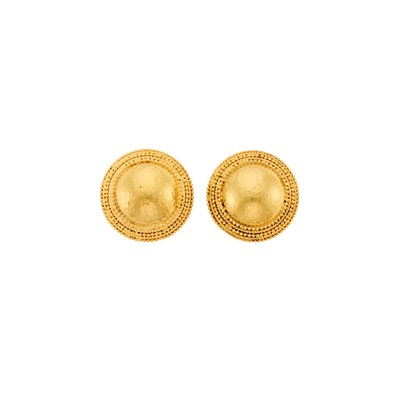 Lot 1013 - Ilias Lalaounis Pair of Hammered Gold Earclips
