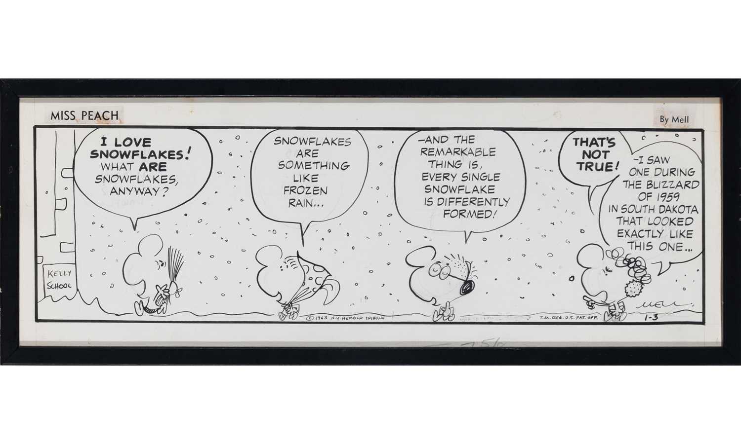 Lot 61 - Eight Original Mel Lazarus "Miss Peach" cartoons previously owned by Stephen Sondheim