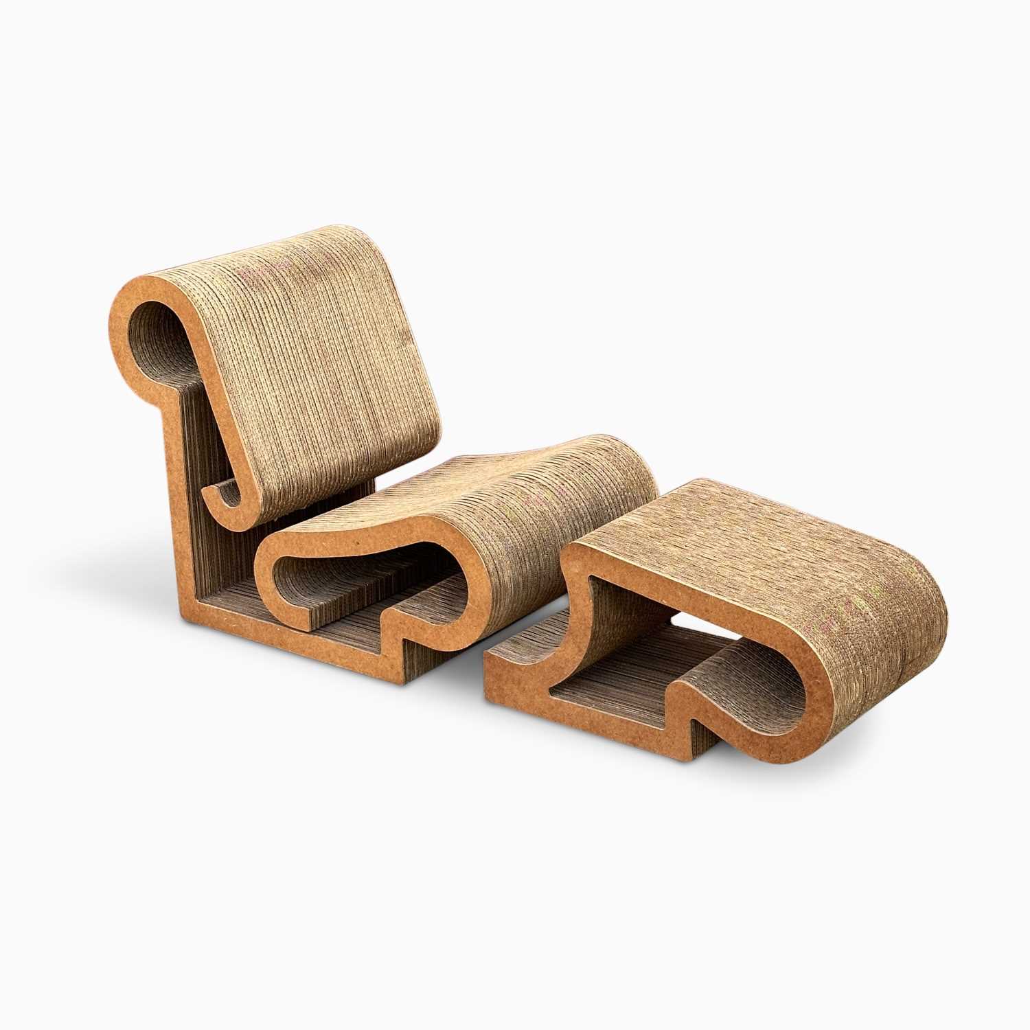 Lot 1110 - Frank Gehry Cardboard and Masonite Lounge Chair and Ottoman