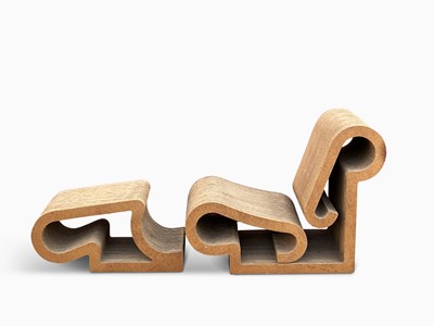 Lot 1110 - Frank Gehry Cardboard and Masonite Lounge Chair and Ottoman
