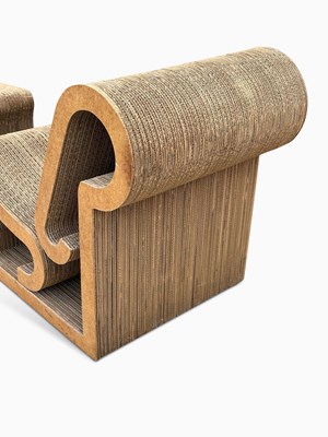 Lot 1110 - Frank Gehry Cardboard and Masonite Lounge Chair and Ottoman