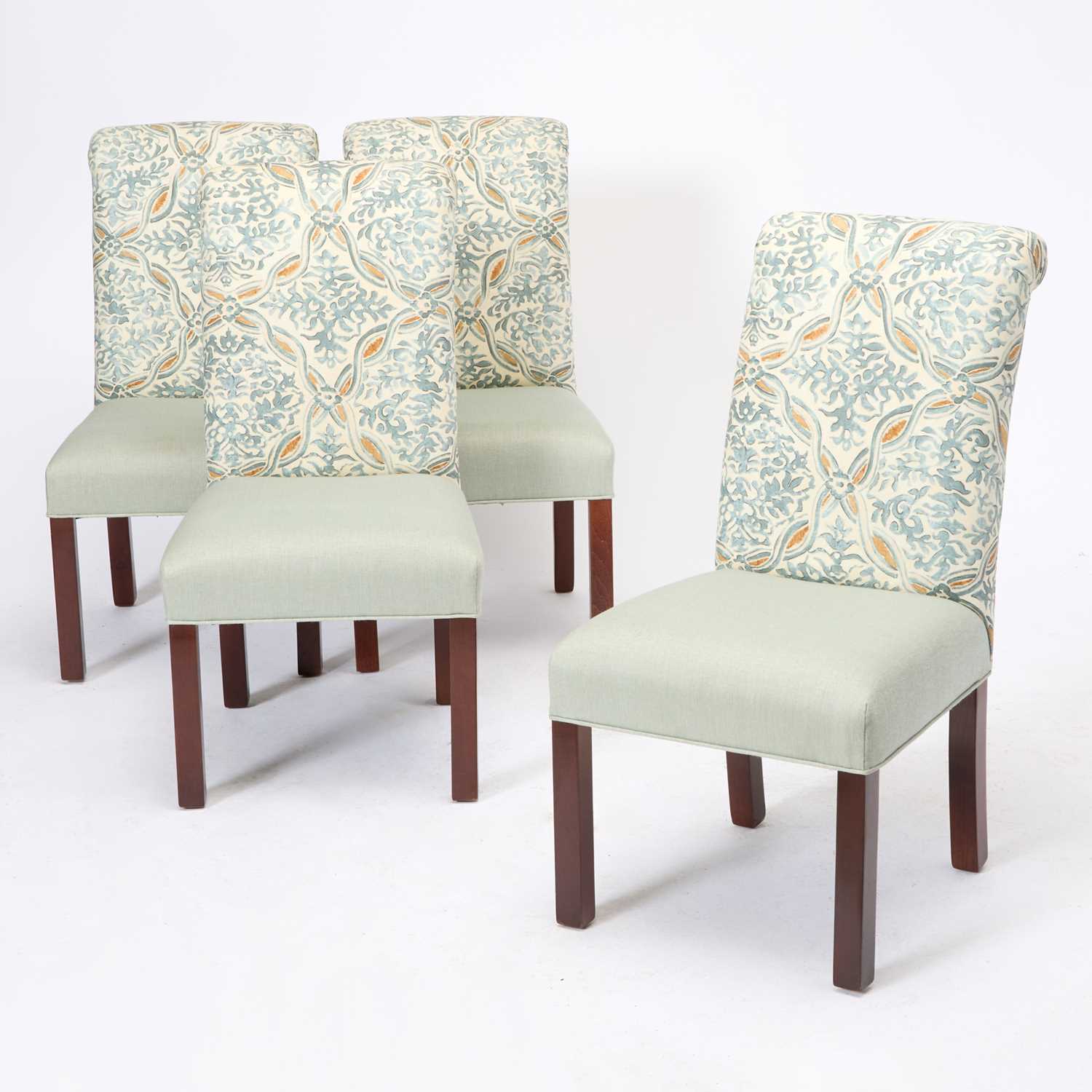 Lot 165 - Set of Four Upholstered Mahogany Dining Side Chairs