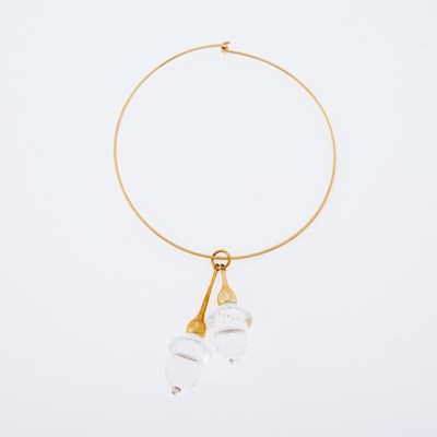 Lot 3332 - Steuben Gold and Glass Acorn Pendant-Necklace