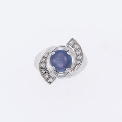 Lot 3281 - White Gold, Gray Star Sapphire and Diamond Ring