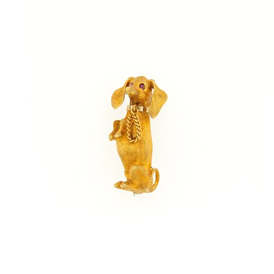 Lot 3213 - Merrin Two-Color Gold Dachshund Brooch