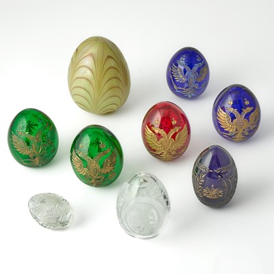 Lot 215 - Group of Nine Russian Style Glass Eggs