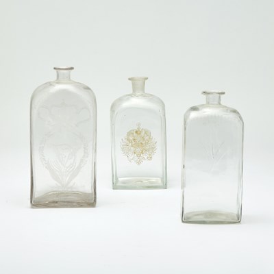 Lot 234 - Group of Three Russian Style Glass Flasks