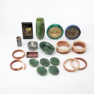 Lot 236 - Group of Russian Style Hardstone Articles