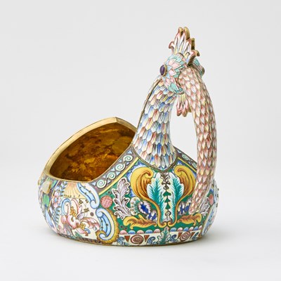 Lot 211 - Russian Style Silver-Gilt and Cloisonné Enamel Kovsh