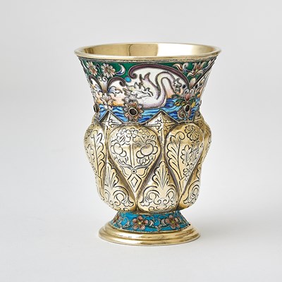 Lot 214 - Russian Style Silver and Cloisonné Enamel Partial Punch Set