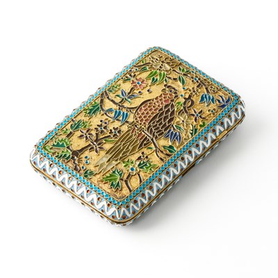 Lot 213 - Russian Style Silver-Gilt and Plique-à-Jour Enamel Cigarette Case