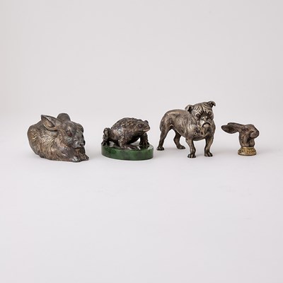 Lot 224 - Group of Russian Style Silver and Silver Plated Animal-Form Table Articles