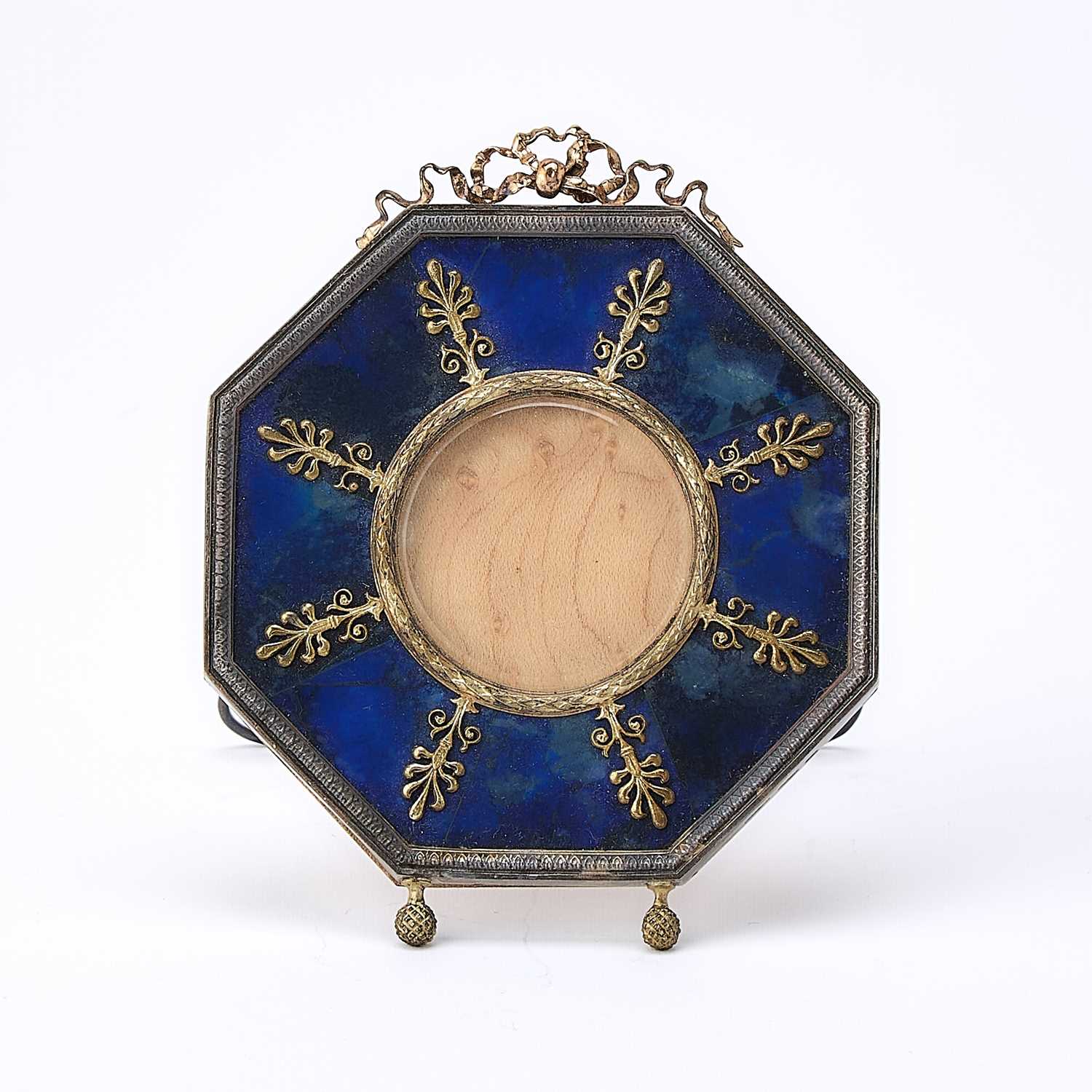 Lot 243 - Fabergé Style Silver and Gilt-Metal Mounted Lapis Lazuli Photograph Frame