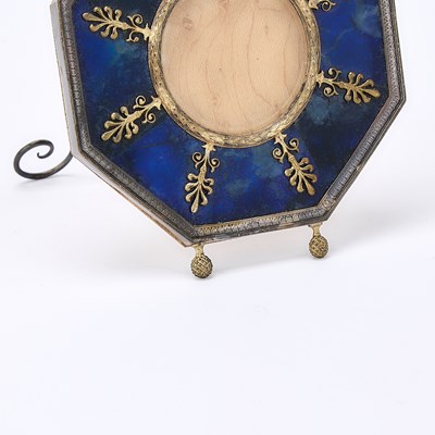 Lot 243 - Fabergé Style Silver and Gilt-Metal Mounted Lapis Lazuli Photograph Frame