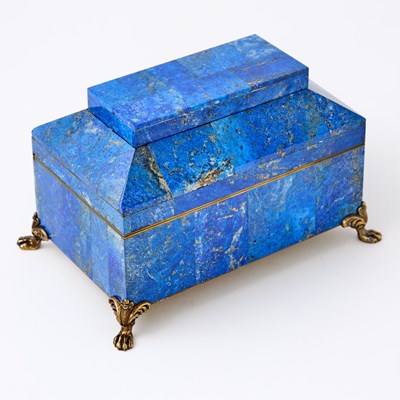 Lot 240 - Russian Style Gilt-Metal Mounted Lapis Lazuli Veneered Table Casket