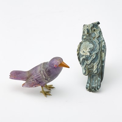 Lot 250 - Hardstone Figures of a Bird and Owl