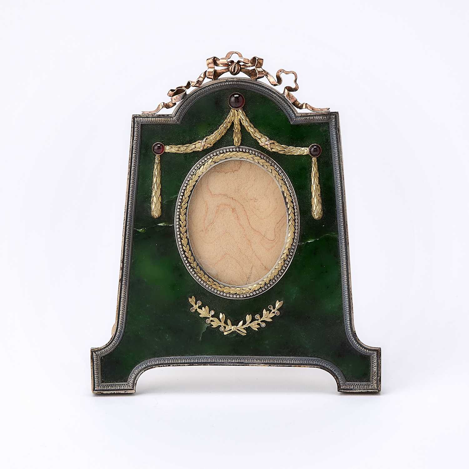 Lot 244 - Fabergé Style Silver and Gilt-Metal Mounted Nephrite Photograph Frame