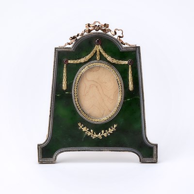 Lot 244 - Fabergé Style Silver and Gilt-Metal Mounted Nephrite Photograph Frame