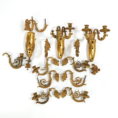 Lot 408 - Set of Three Incomplete French Gilt-Bronze Wall-Lights
