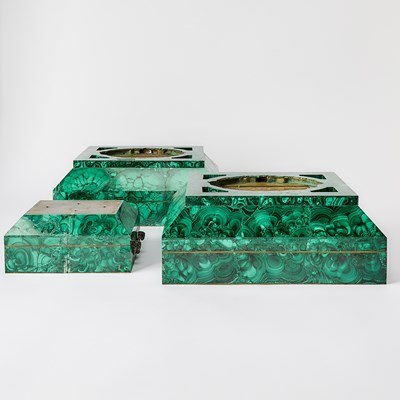 Lot 598 - Three Malachite Boxes