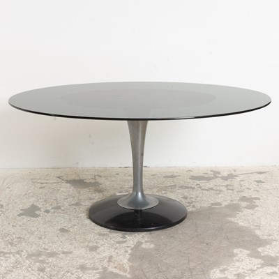 Lot 332 - Saarinen Style Metal and Glass Oval Tulip Table