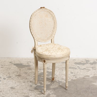 Lot 333 - Louis XVI Style White Painted Canned Side Chair