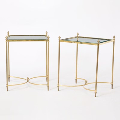 Lot 349 - Pair of Brass and Glass Side Tables