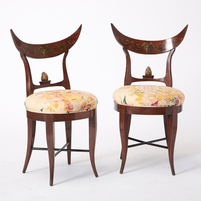 Lot 350 - Pair of Continental Painted Mahogany Side Chairs