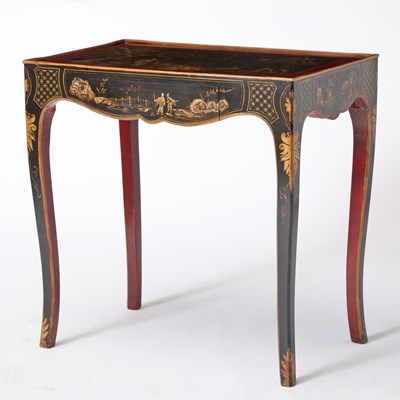 Lot 271 - Louis XV Style Chinoiserie Decorated Black Lacquer Side Table