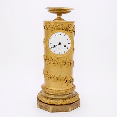 Lot 309 - French Gilt Bronze Columnar Clock