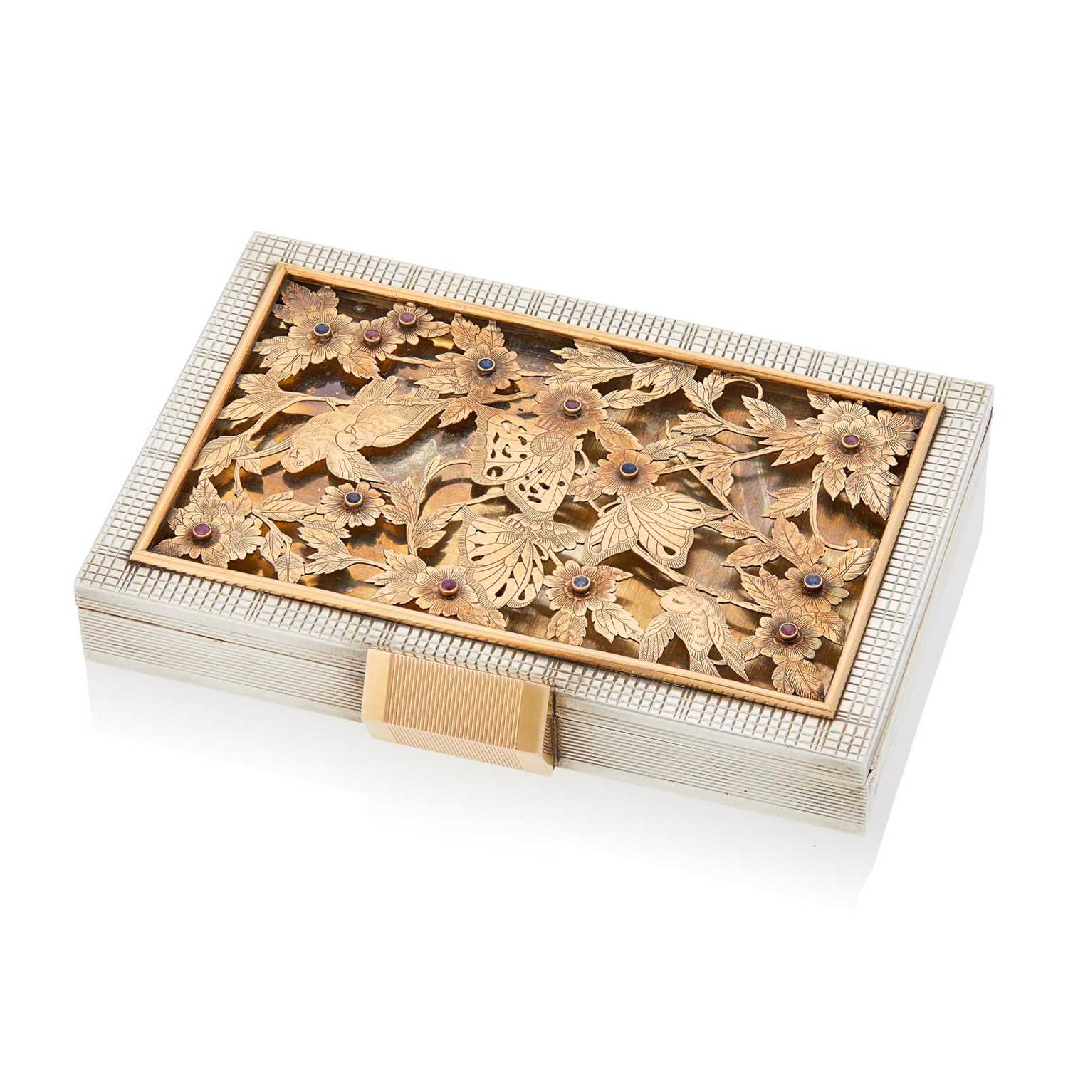 Lot 1037 - Boucheron Paris Silver, Rose Gold and Colored Stone Vanity Case