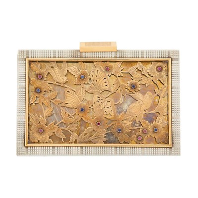 Lot 1037 - Boucheron Paris Silver, Rose Gold and Colored Stone Vanity Case