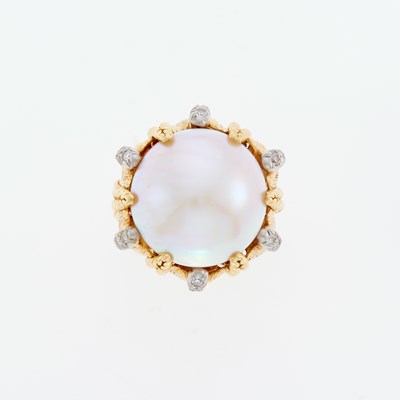 Lot 3203 - Gold, Platinum, Mabé Pearl and Diamond Ring