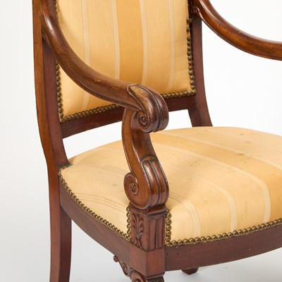 Lot 172 - Pair of Louis Philippe Upholstered Mahogany Fauteuils