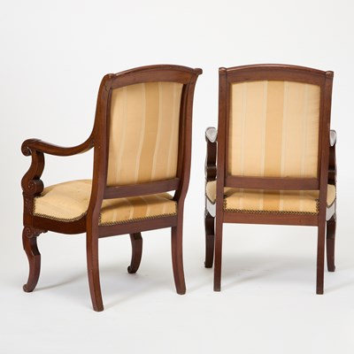 Lot 172 - Pair of Louis Philippe Upholstered Mahogany Fauteuils