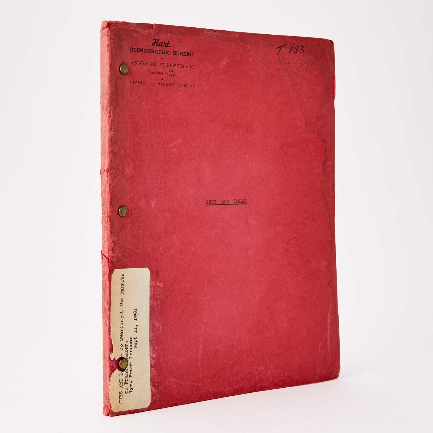 Lot 562 - Jo Mielziner's copy of "Guys and Dolls"