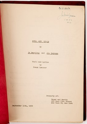 Lot 562 - Jo Mielziner's copy of "Guys and Dolls"
