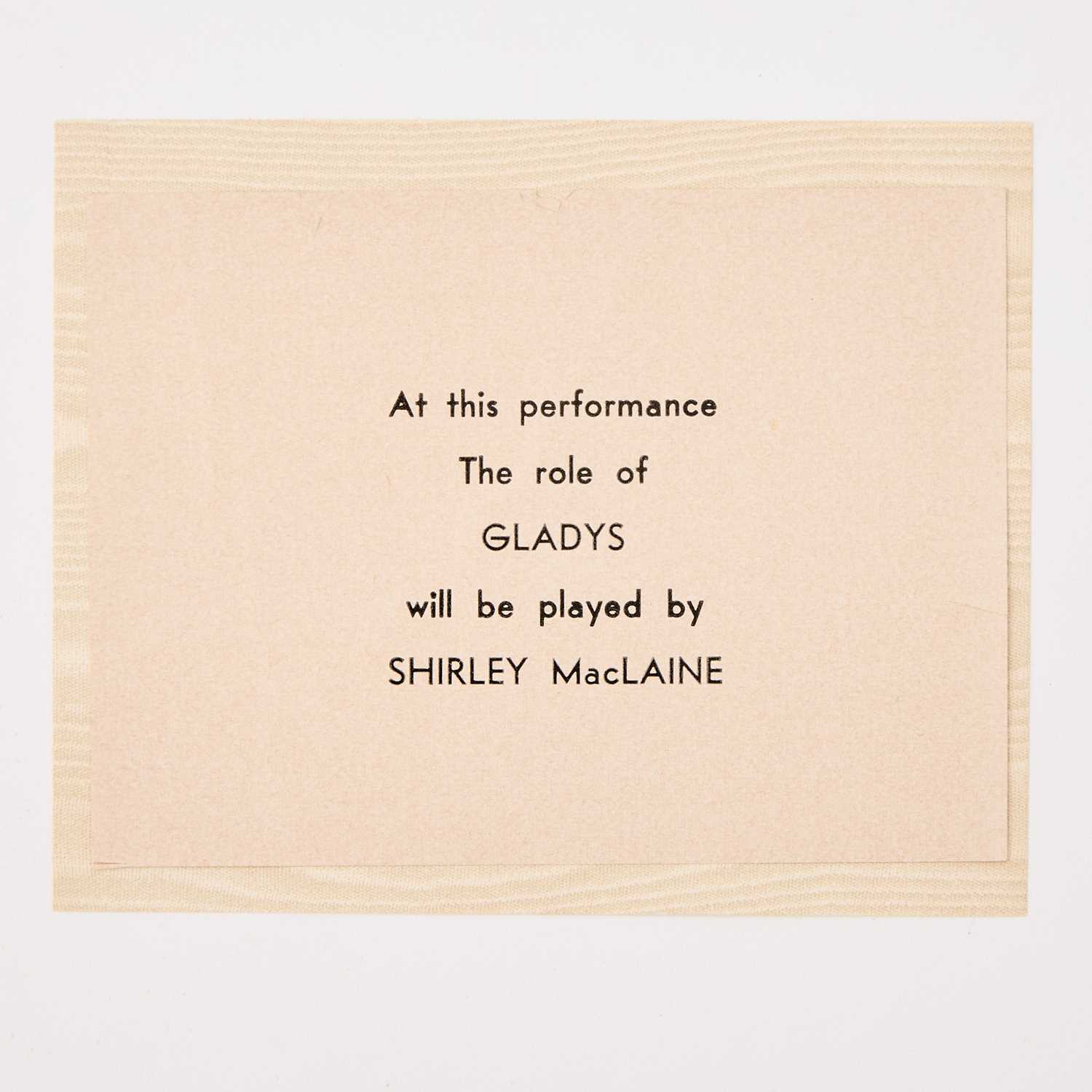 Lot 563 - The understudy role that launched the career of Shirley MacLaine