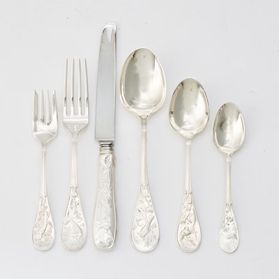 Lot Tiffany & Co. Sterling Silverware 'Audubon' Pattern Flatware Service