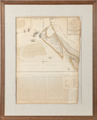 Lot 62 - Separately published broadside map of the 1776 Seige of Charleston during the Revolutionary War