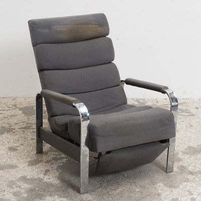 Lot 382 - Modern Grey Upholstered and Chrome Armchair