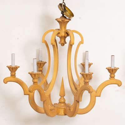 Lot 91 - Blonde Wood Six-Light Chandelier