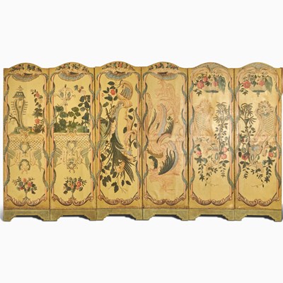 Lot 281 - Continental Painted Six-Panel Folded Chamber Screen